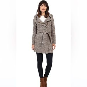 Calvin Klein Tweed belted oversized hood collar Women’s coat (Wool blend)